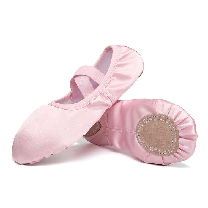 Women's Ballet Flats with Elastic Strap and Split Sole