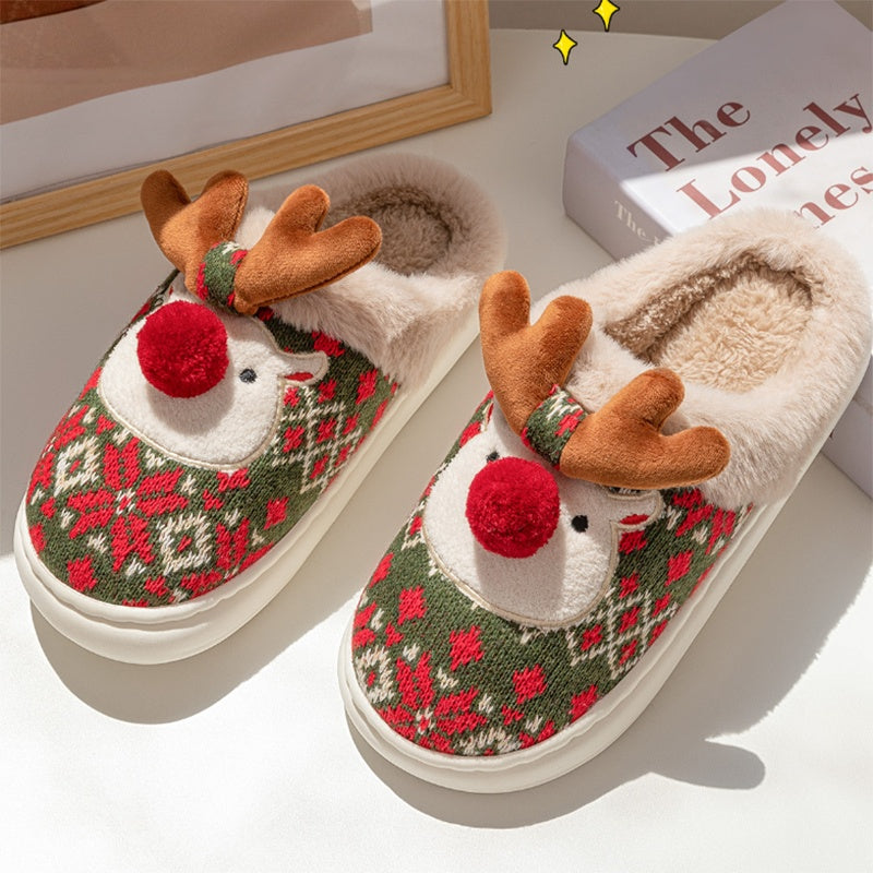 Reindeer slippers with pompom nose