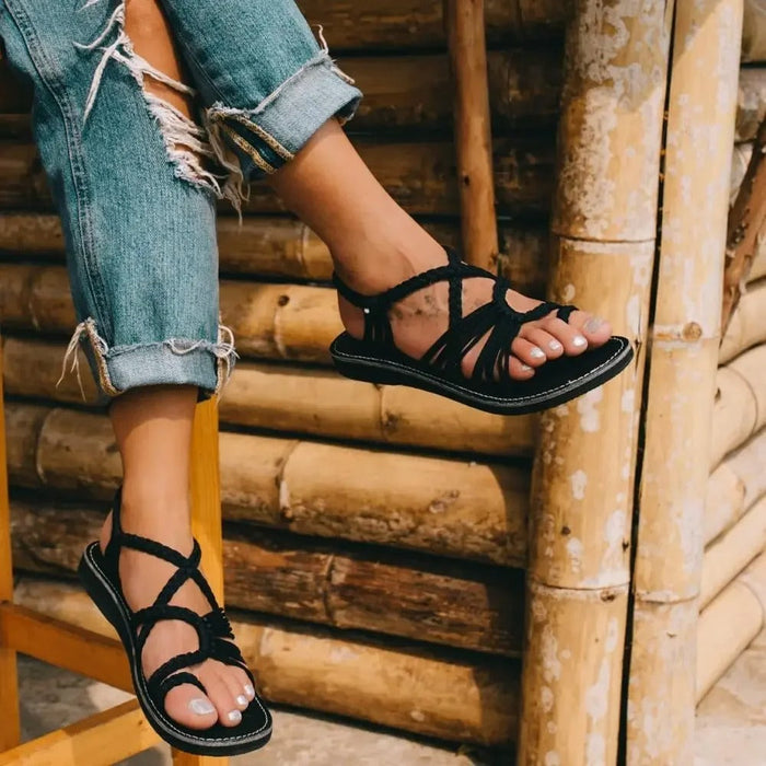 Women's Braided Strappy Sandals Lightweight Arch Support