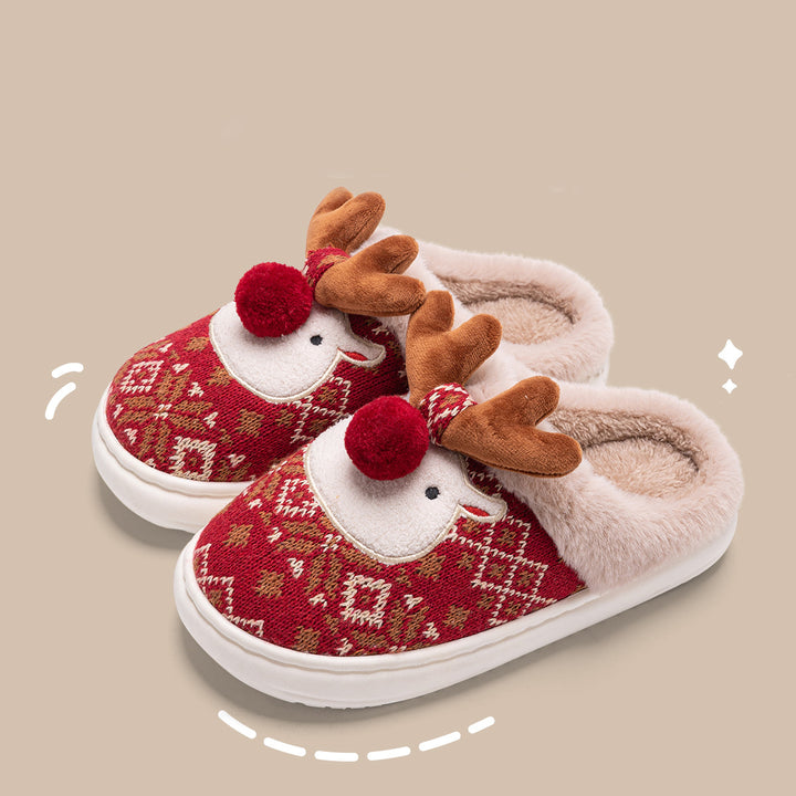 Reindeer slippers with pompom nose