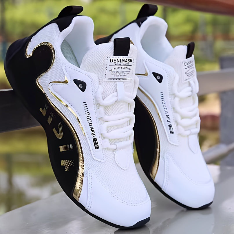 Men's chunky white colourblock dad trainers