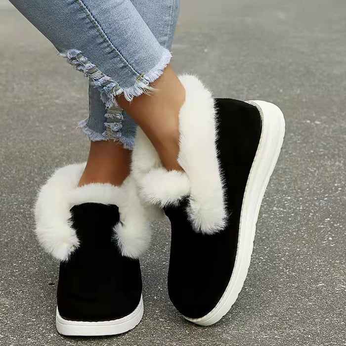 Women's suede-look snow boots with warm faux fur lining