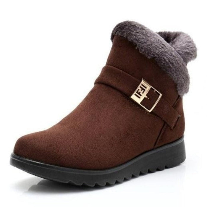 Women's Fur-Lined Ankle Boots with Buckle Detail