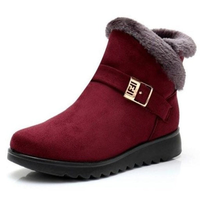 Women's Fur-Lined Ankle Boots with Buckle Detail