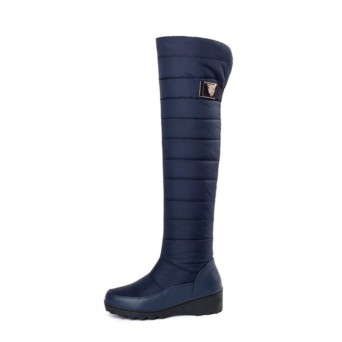 Women's Knee-High Quilted Winter Boots with Fur Lining