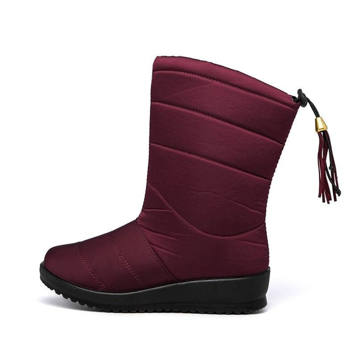 Women's Quilted Mid-Calf Boots with Tassel Detail