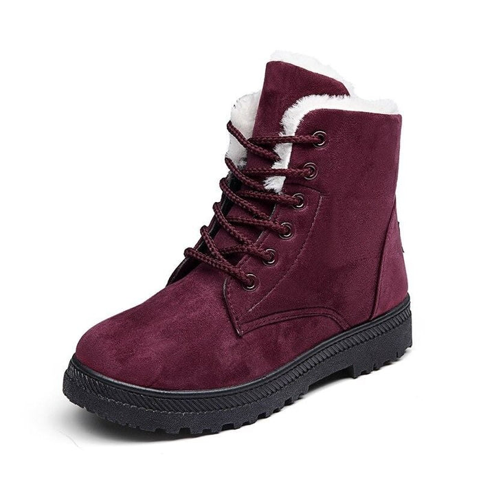 Women's Lace-Up Ankle Boots with Faux Fur Lining