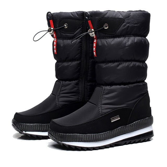 Women's Quilted Snow Boots Waterproof Zip Front