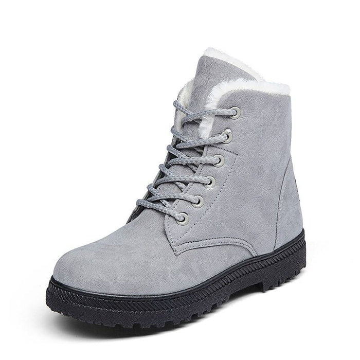 Women's Lace-Up Ankle Boots with Faux Fur Lining