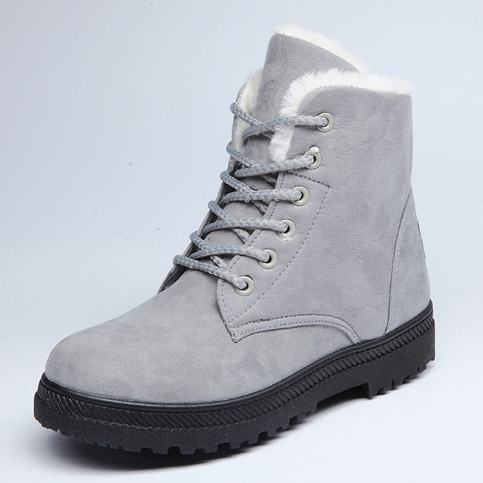 Women's Lace-Up Winter Ankle Boots with Faux Fur Lining