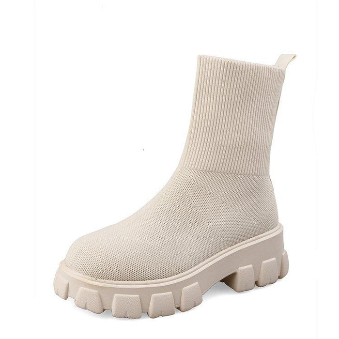 Women's Knit Sock Boots Chunky Sole Platform Ankle