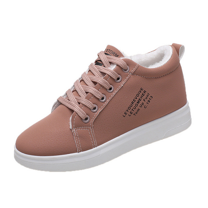 Women's Warm Lined Ankle Boots Lace-Up Platform