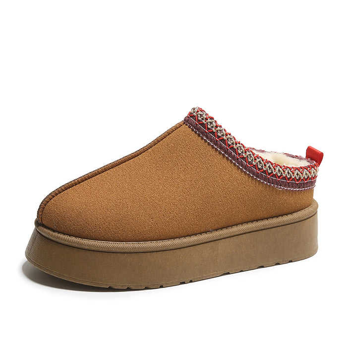 Isla | Platform plush-lined suede boots with embroidered collar