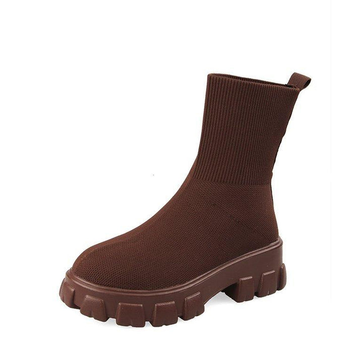Women's Knit Sock Boots Chunky Sole Platform Ankle