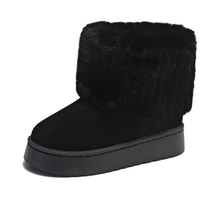 Women's Chunky Snow Boots with Plush Fur Collar