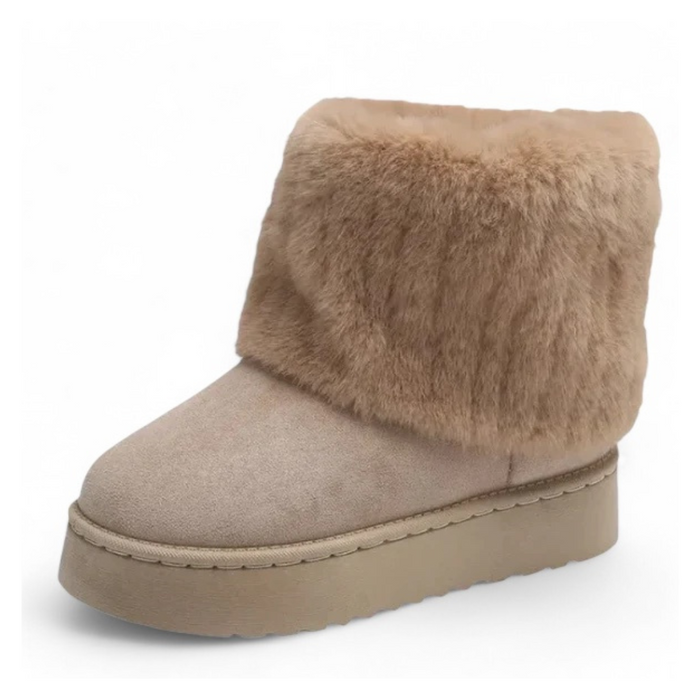 Women's Chunky Snow Boots with Plush Fur Collar