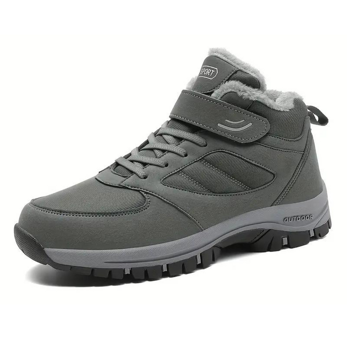 Men's Mid-Top Winter Boots Warm Fur-Lined Hook-and-Loop