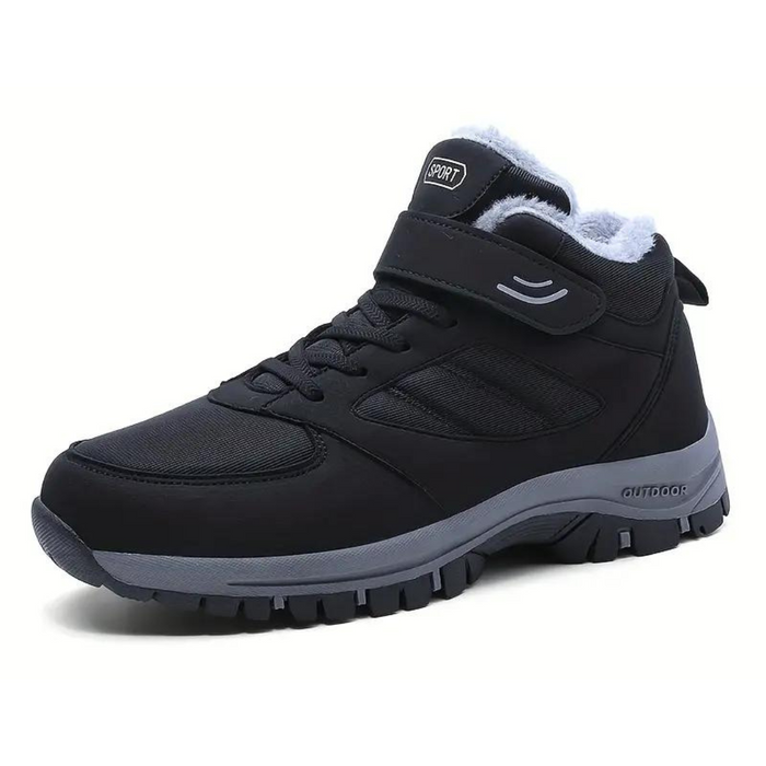 Men's Mid-Top Winter Boots Warm Fur-Lined Hook-and-Loop