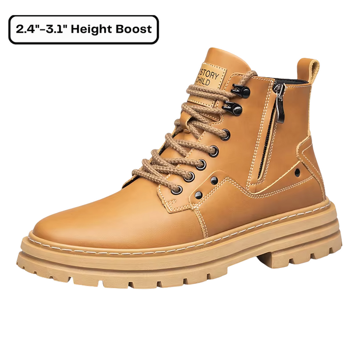 Men's Lace-Up Ankle Boots with Height Boost Sole