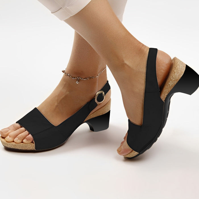Women's Buckle Strap Wedge Sandals with Arch Support