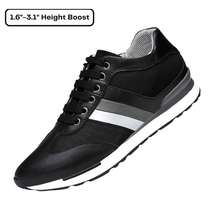 Height-Boost Sneakers with Lace-Up Front and Stripe Detail