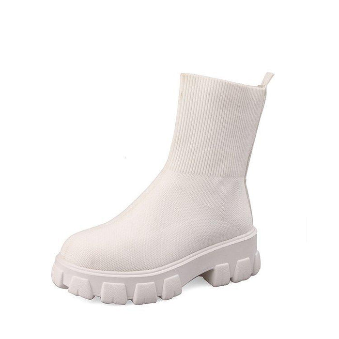 Women's Knit Sock Boots Chunky Sole Platform Ankle
