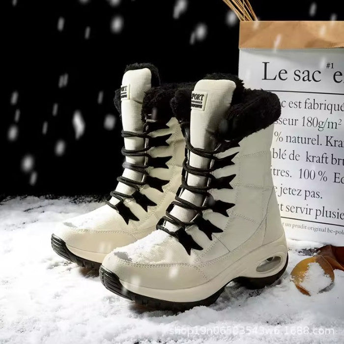 Women's Fleece-Lined Winter Snow Boots with Wide Toe Box