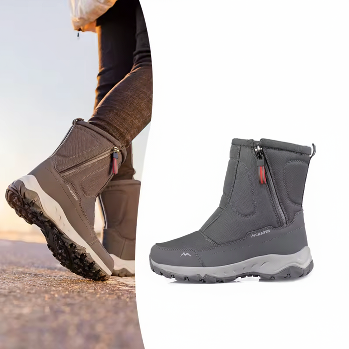 Fleece-Lined Waterproof Winter Boots with Side Zip