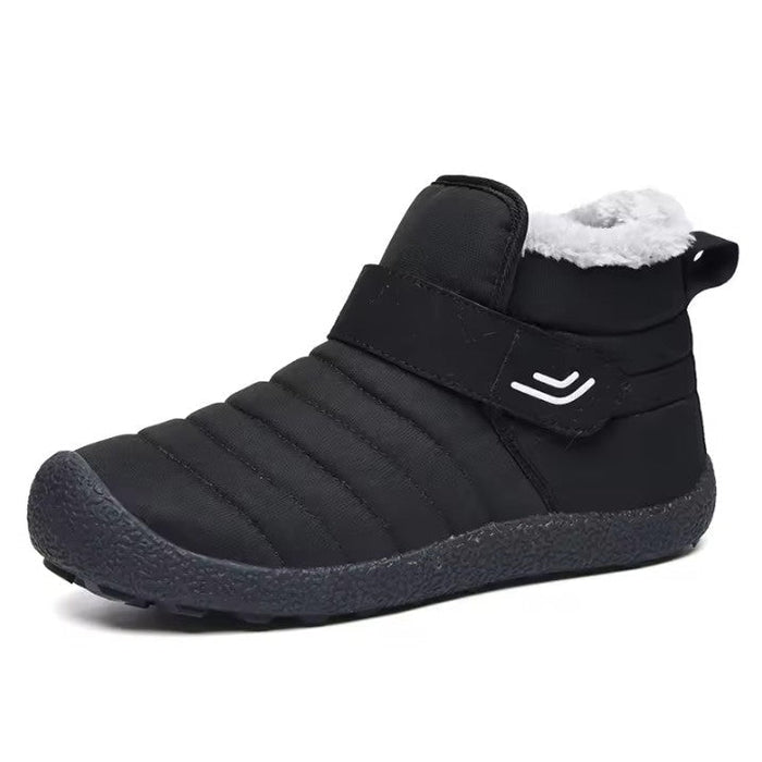Fleece-Lined Winter Ankle Boots with Hook-and-Loop Strap