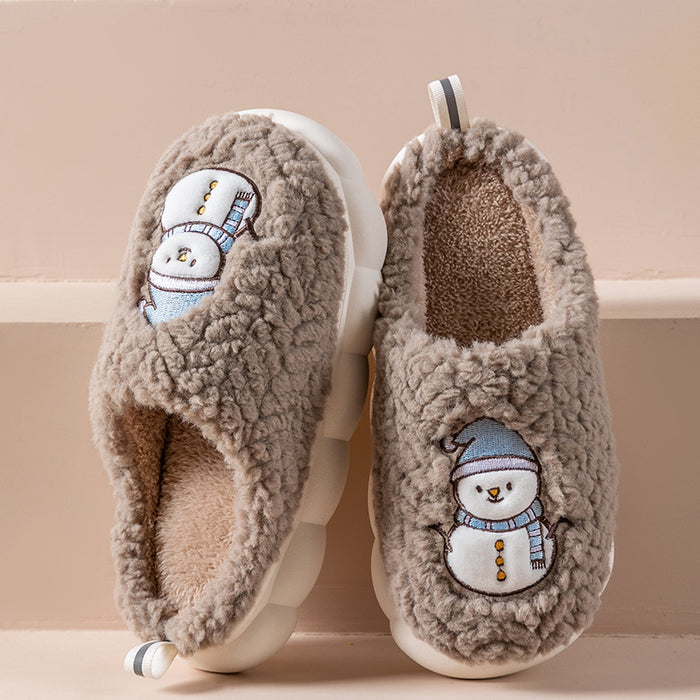 Imogen | Fluffy snowman slippers with thick anti-slip sole