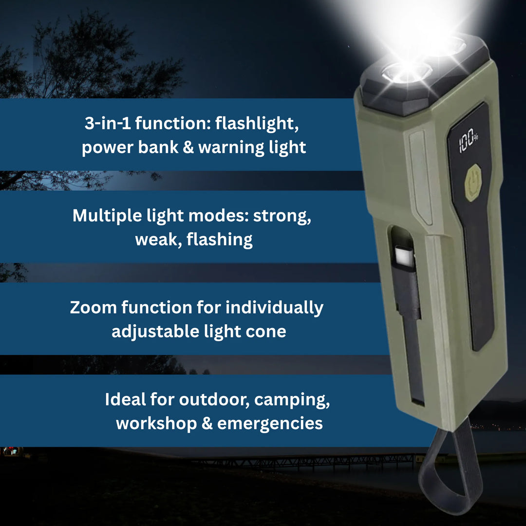 Multi‑Mode LED Flashlight with Power Bank