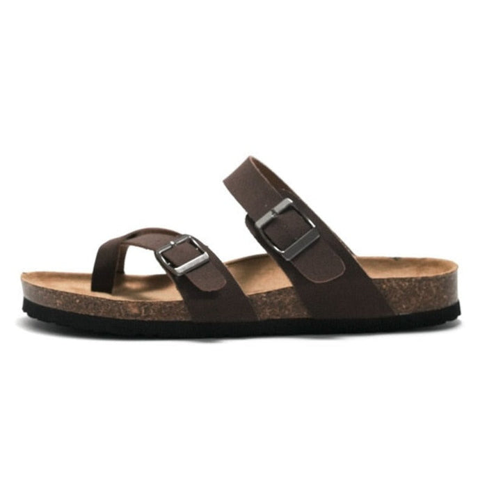Women's Arch Support Cork Footbed Sandals with Buckle Straps