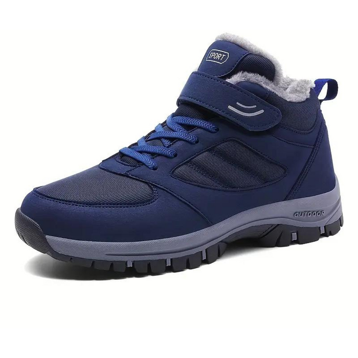 Men's Mid-Top Winter Boots Warm Fur-Lined Hook-and-Loop