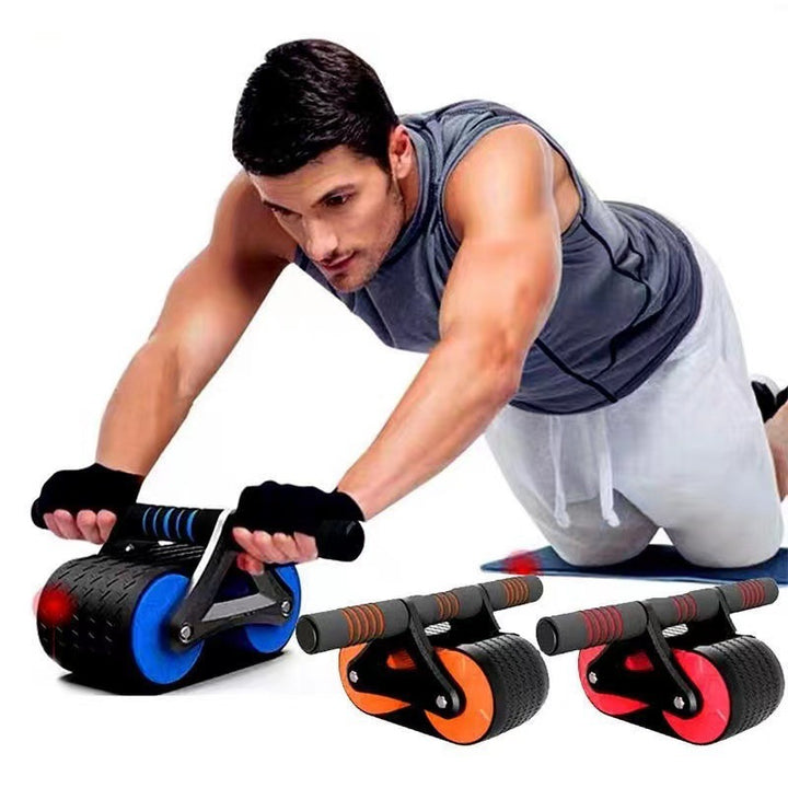 Double ab roller wheel with kneeling pad