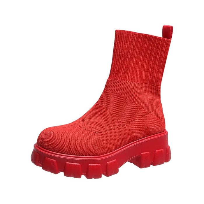 Women's Knit Sock Boots Chunky Sole Platform Ankle