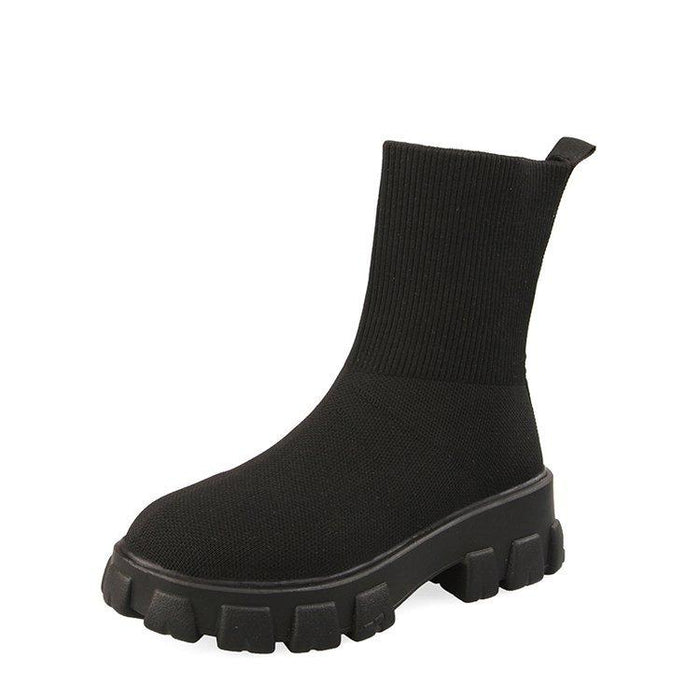 Women's Knit Sock Boots Chunky Sole Platform Ankle