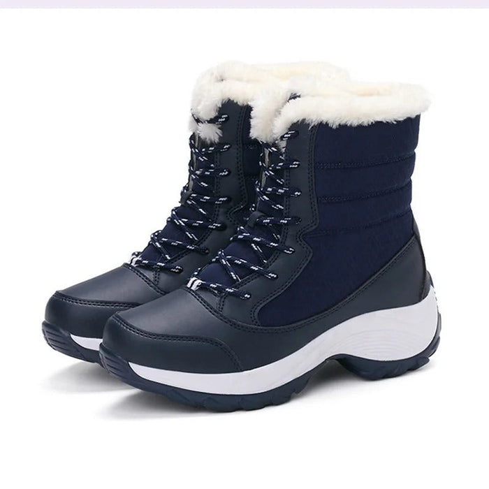 Women's Faux Fur Lined Winter Boots Lace-Up Mid-Calf