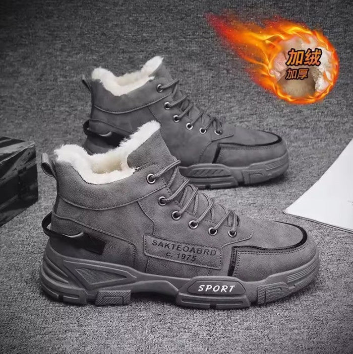 Fleece-Lined High-Top Trainers with Chunky Sole