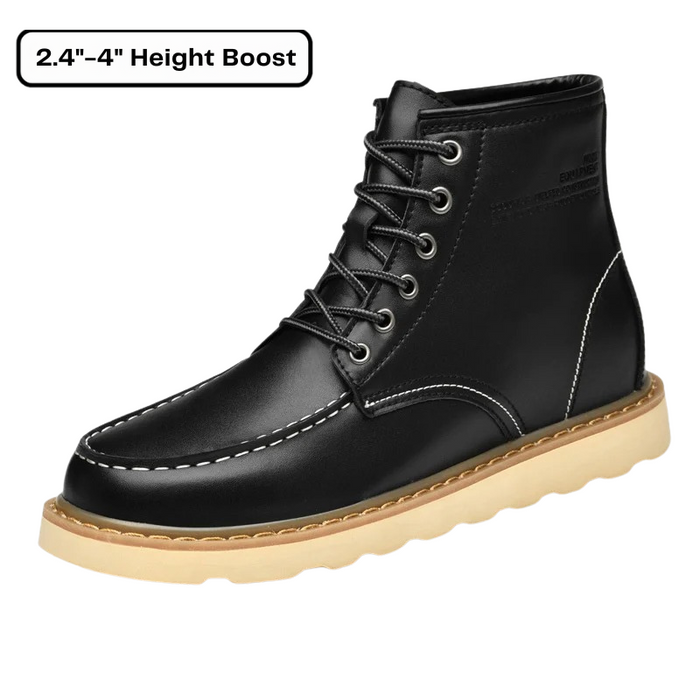 Men's Moc Toe Boots Height Increase Lace-Up