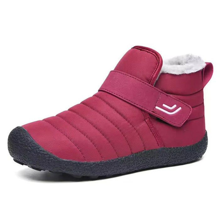 Fleece-Lined Winter Ankle Boots with Hook-and-Loop Strap