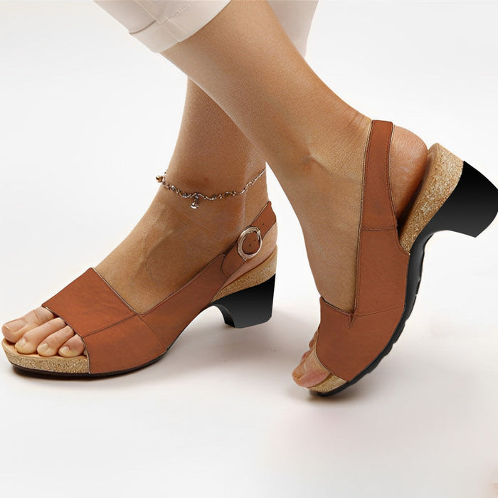 Women's Buckle Strap Wedge Sandals with Arch Support