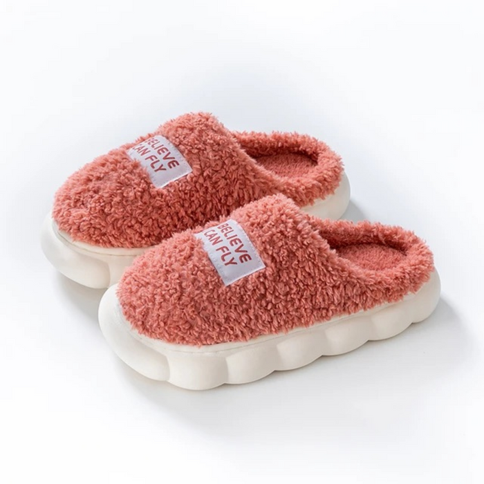 Women's Fluffy Slip-On Slippers Closed Toe with Arch Support