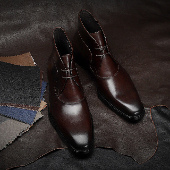 Archie | Men's lace-up leather ankle boots with polished finish