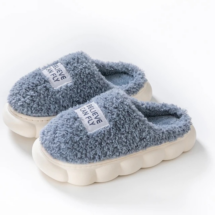 Women's Fluffy Slip-On Slippers Closed Toe with Arch Support