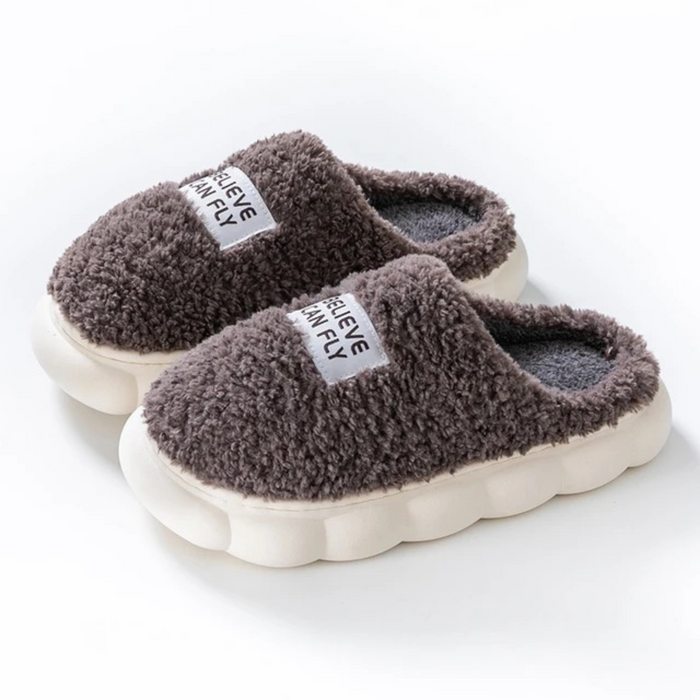 Women's Fluffy Slip-On Slippers Closed Toe with Arch Support