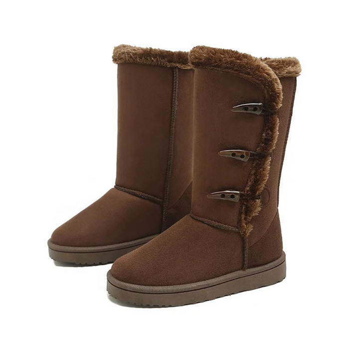 Women's Faux Fur Lined Winter Boots with Toggle Closure