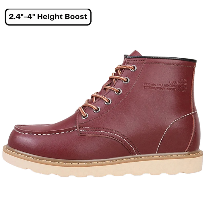 Men's Moc Toe Boots Height Increase Lace-Up