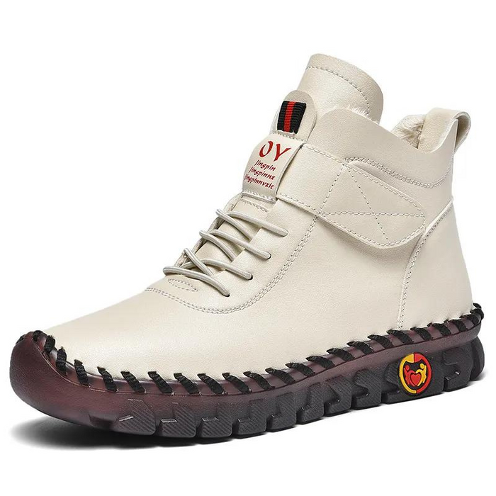 Women's High-Top Ankle Boots with Hook-and-Loop Strap