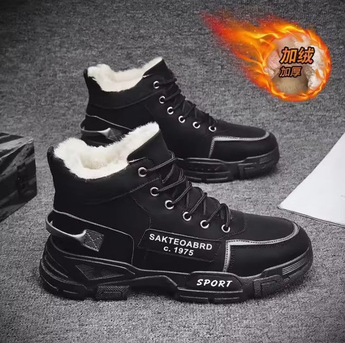 Fleece-Lined High-Top Trainers with Chunky Sole