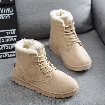 Women's Fleece-Lined Winter Boots Lace-Up Ankle Barefoot